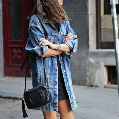 Ženska odjeća Traper kaputi Jakne Jesen za djevojke Majice s dugim rukavima Duga gornja odjeća s džepovima Jean Gornja odjeća Traper kaput