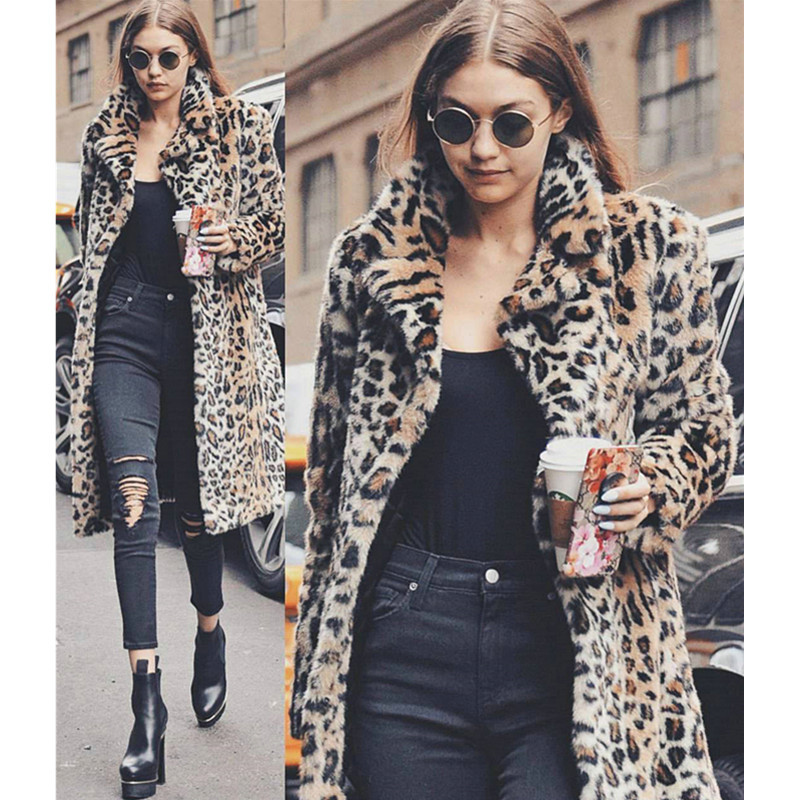 SINFEEL modni ženski ženski leopard print od umjetnog krzna plišana vunena jakna Zimska topla gornja odjeća Ulična odjeća casaco feminino