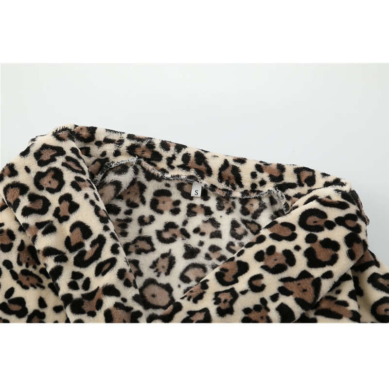 SINFEEL modni ženski ženski leopard print od umjetnog krzna plišana vunena jakna Zimska topla gornja odjeća Ulična odjeća casaco feminino
