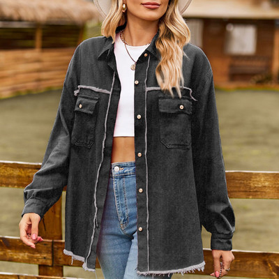 Novi jednobojni kardigan za jesen/zimu 2023. s jednim kopčanjem koji se može prati, ležerna traper majica s POLO ovratnikom, kaput za uličnu odjeću