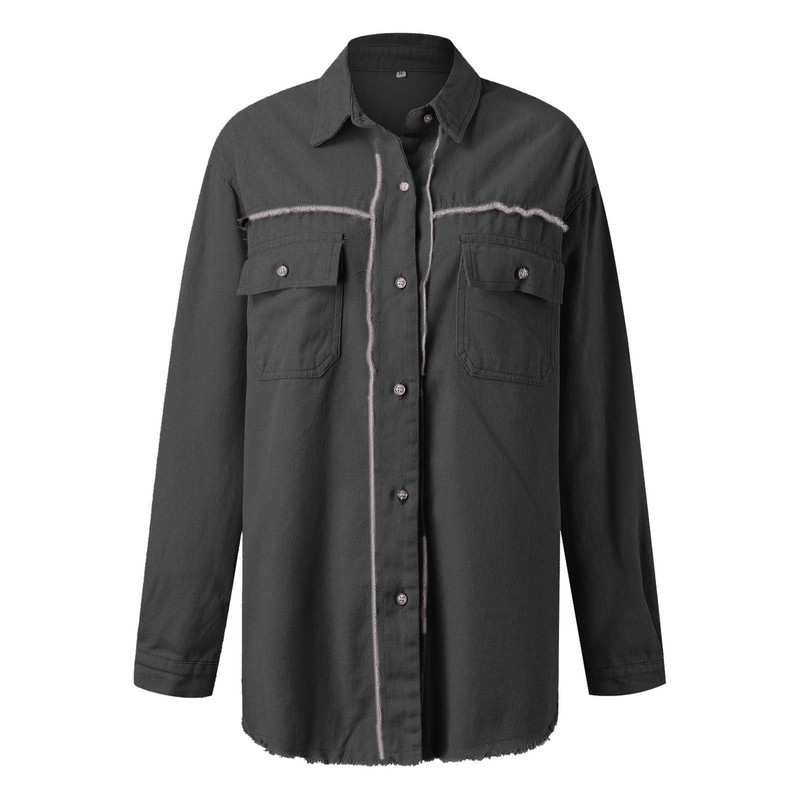 Novi jednobojni kardigan za jesen/zimu 2023. s jednim kopčanjem koji se može prati, ležerna traper majica s POLO ovratnikom, kaput za uličnu odjeću