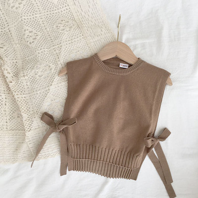 2023, vestă pentru bebeluși la modă nouă, îmbrăcăminte de primăvară și toamnă, pentru fete coreene, din bumbac pur, vestă cu șireturi cu aer străin tricotat