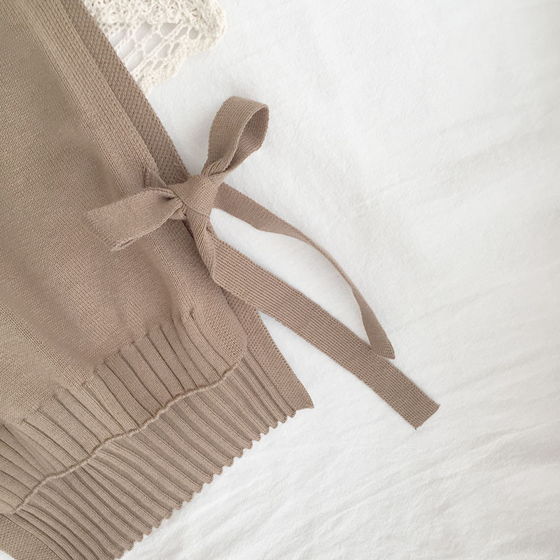 2023, vestă pentru bebeluși la modă nouă, îmbrăcăminte de primăvară și toamnă, pentru fete coreene, din bumbac pur, vestă cu șireturi cu aer străin tricotat