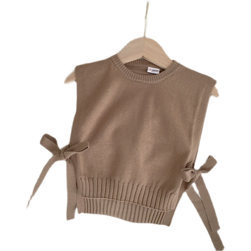 2023, vestă pentru bebeluși la modă nouă, îmbrăcăminte de primăvară și toamnă, pentru fete coreene, din bumbac pur, vestă cu șireturi cu aer străin tricotat