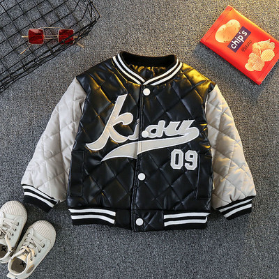 Jachetă băieți plus îmbrăcăminte de toamnă și iarnă din catifea jachetă de piele pentru bebeluși din bumbac, iarnă, uniformă de baseball pentru copii, haină din bumbac