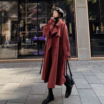 Jesen i zima Novi dvostrani vuneni kaput za žene Visoko modni uski vuneni kaput s Hepburn stilom za drugu sezonu