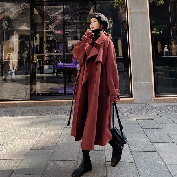 Jesen i zima Novi dvostrani vuneni kaput za žene Visoko modni uski vuneni kaput s Hepburn stilom za drugu sezonu