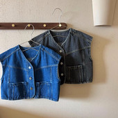 Vestă de blugi pentru copii 2023, primăvară, toamnă, nou stil coreean, vestă la modă, pentru băieți și fete, retro, fără mâneci, ocazională.