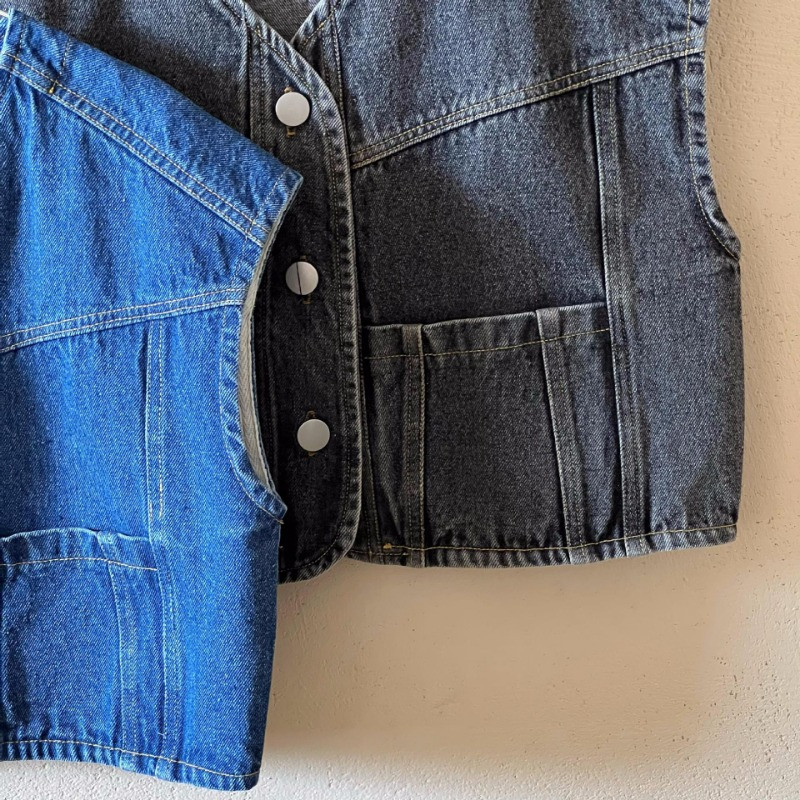 Vestă de blugi pentru copii 2023, primăvară, toamnă, nou stil coreean, vestă la modă, pentru băieți și fete, retro, fără mâneci, ocazională.