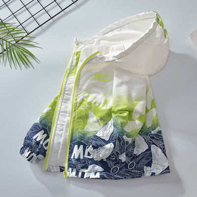 Vjetrovka s kapuljačom za dječake Proljeće Jesen Svestrana jakna sa svemirskim uzorkom za veliko dijete Sportski lagani kaputi Dječje široke majice XMP71