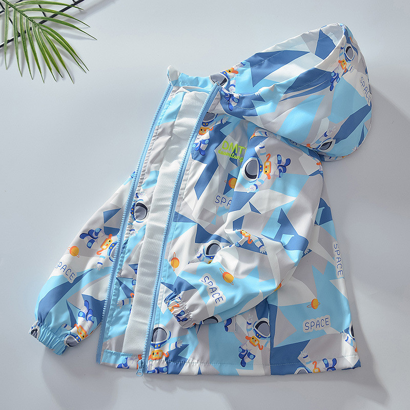 Vjetrovka s kapuljačom za dječake Proljeće Jesen Svestrana jakna sa svemirskim uzorkom za veliko dijete Sportski lagani kaputi Dječje široke majice XMP71
