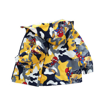 Камуфлаж Spirderman Детски якета за момчета Пролетни и есенни дрехи Модни връхни дрехи 2-12 г. Ветровки Якета Бебешки качулки
