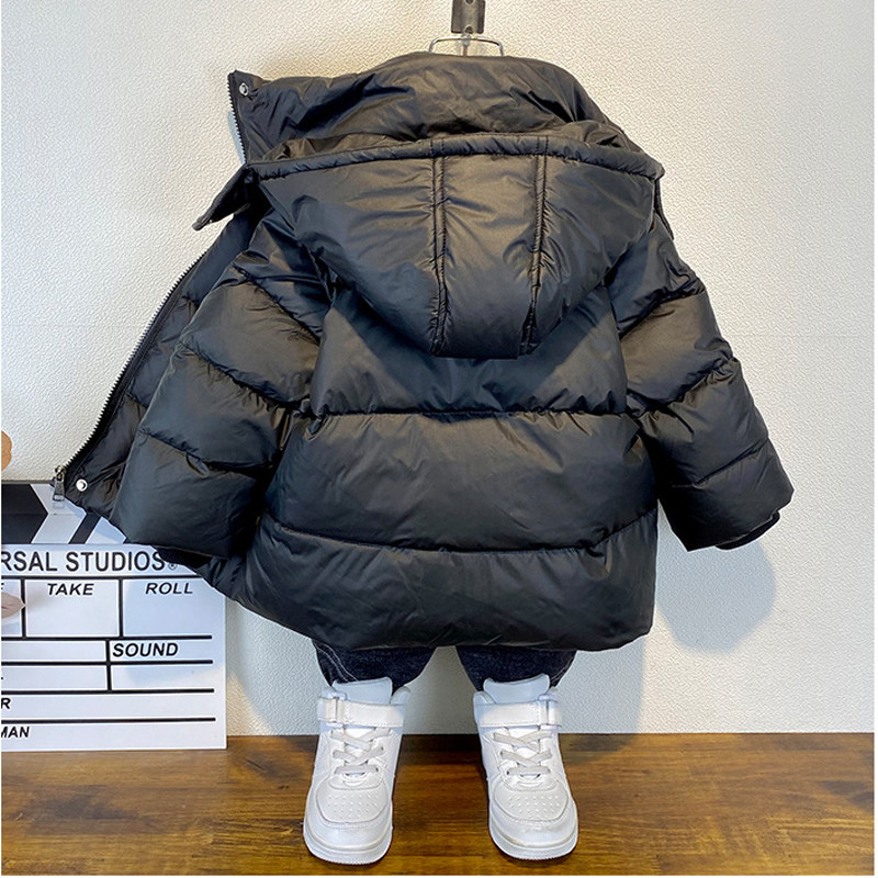 Zimska jakna za dječake u 3 boje 2023, nova jednobojna jednobojna gornja odjeća s kapuljačom od 3 do 12 godina, podebljana zaštita od hladnoće