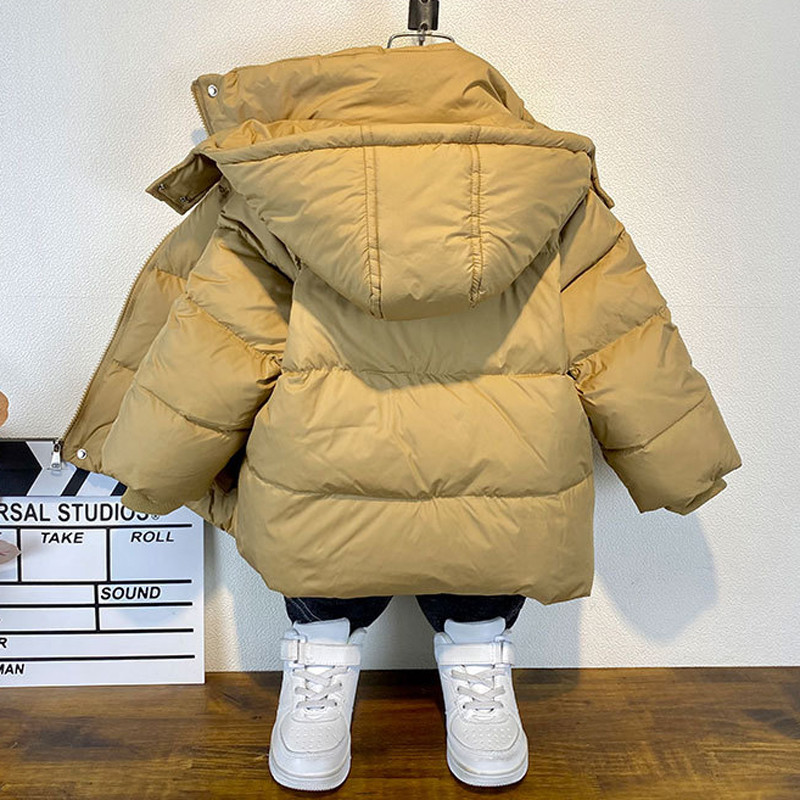 Zimska jakna za dječake u 3 boje 2023, nova jednobojna jednobojna gornja odjeća s kapuljačom od 3 do 12 godina, podebljana zaštita od hladnoće