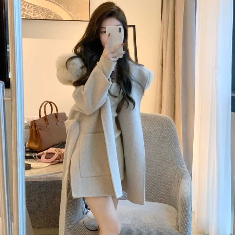 Jauns Oversize Sieviešu Virsdrēbes 2023 Lapsas matu imitācija Mētelis Ziemas jaka Sieviešu Lapsas Kažokādas Apkakles Aproces Kapuce Kašmira Vilna Vilna