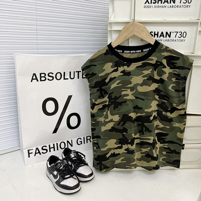 Mellény Felsők Pólók Ujjatlan O-nyakú gallér Pulóver Pamut Puha Kényelmes Hűvös Átlátszó és Légáteresztő 2023 Gyermek fiúk