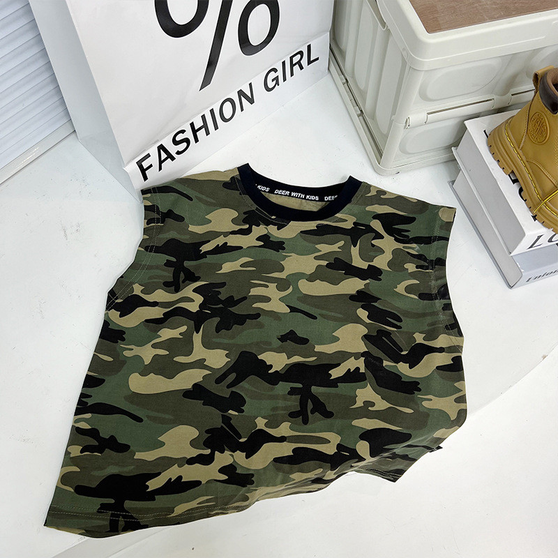 Mellény Felsők Pólók Ujjatlan O-nyakú gallér Pulóver Pamut Puha Kényelmes Hűvös Átlátszó és Légáteresztő 2023 Gyermek fiúk