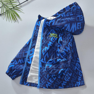 Jachetă de trenci pentru băiat, haină ocazională, cu litere, pentru adolescent, primăvară, toamnă, îmbrăcăminte pentru copii, în aer liber, cu glugă.