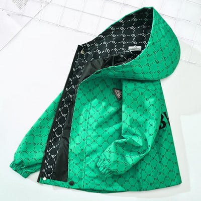 Jachetă de trenci pentru băiat, haină ocazională, cu litere, pentru adolescent, primăvară, toamnă, îmbrăcăminte pentru copii, în aer liber, cu glugă.