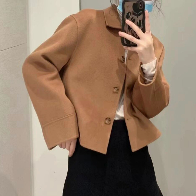 2023 Jachetă cu două fețe din amestec de lână, versatilă, de la începutul toamnei