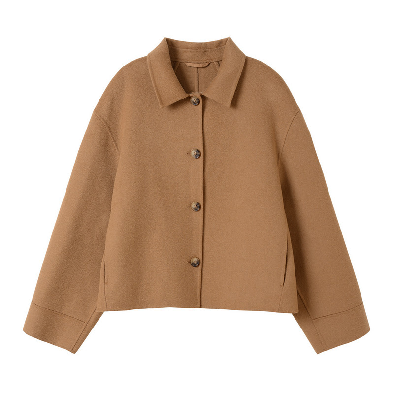 2023 Jachetă cu două fețe din amestec de lână, versatilă, de la începutul toamnei