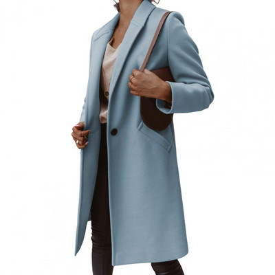 Zimski kaput Jednobojni kardigan s džepovima Meki, elegantni labavi dugi rukavi Trenč kaput s otvorenim ovratnikom za posao