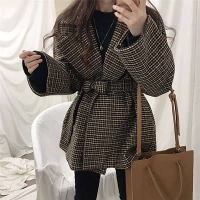 Karirane mješavine Ženski pojas Korejski stil Chic Trendy Popularna moda za slobodno vrijeme Debeli Zimski Topli Ulzzang Elegantni Sveučilišni