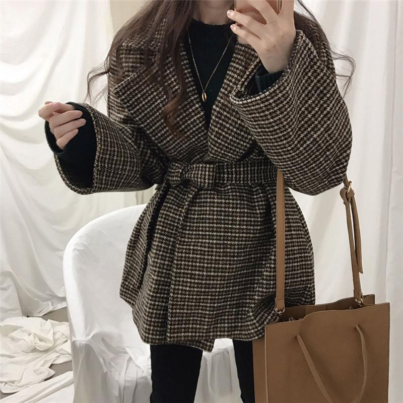 Karirane mješavine Ženski pojas Korejski stil Chic Trendy Popularna moda za slobodno vrijeme Debeli Zimski Topli Ulzzang Elegantni Sveučilišni