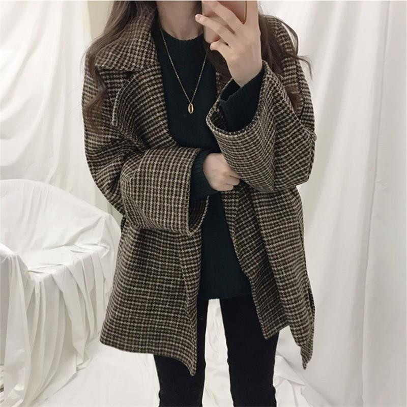 Karirane mješavine Ženski pojas Korejski stil Chic Trendy Popularna moda za slobodno vrijeme Debeli Zimski Topli Ulzzang Elegantni Sveučilišni