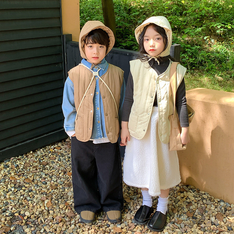 Moda pentru bebelusi baieti fetita iarna pentru copii mici vesta din bumbac capitonat coreean imbracaminte exterioara pentru copii vesta de culoare solida pentru adolescenti jachete vesta pentru 0-5 ani