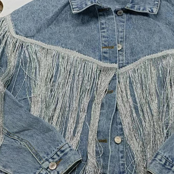 Jean Jacket για Γυναικεία Τζιν Μπουφάν Γυναικεία Κορεάτικη Μόδα Νέα Vintage Παλτό Φούντα Streetwear Casual μακρυμάνικα τοπ ρούχα 2023