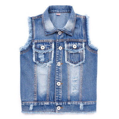 Dječji kaubojski prsluk 3-13 g. Prsluk za dječake Denim Poderani kaput Denim Denim prsluk Jean jakne bez rukava za djecu Dječja gornja odjeća