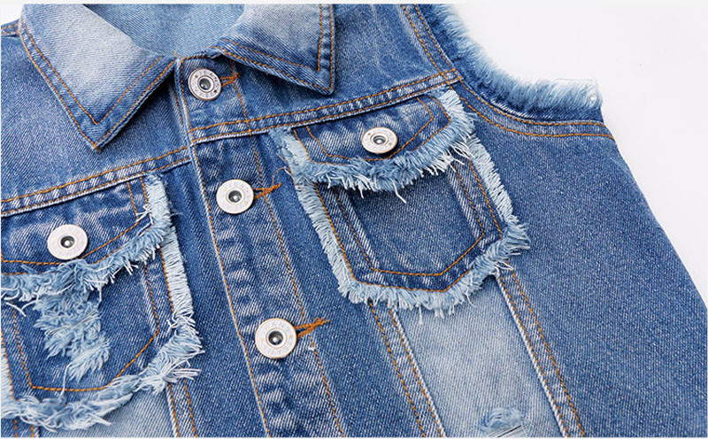 Dječji kaubojski prsluk 3-13 g. Prsluk za dječake Denim Poderani kaput Denim Denim prsluk Jean jakne bez rukava za djecu Dječja gornja odjeća