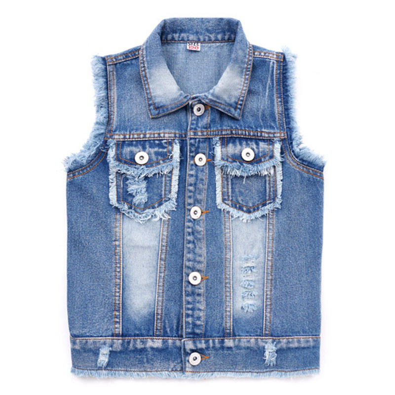 Dječji kaubojski prsluk 3-13 g. Prsluk za dječake Denim Poderani kaput Denim Denim prsluk Jean jakne bez rukava za djecu Dječja gornja odjeća