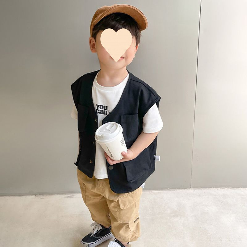 Vestă din bumbac, primăvară, toamnă, jachetă fără mâneci, cu buzunare multiple