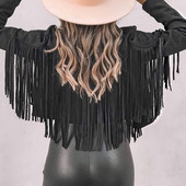 Γυναικεία Μόδα Cropped Jacket Fringe Fringe Tassel Cropped Jacket μονόχρωμα Faux Suede Jackets Απαλά χειμερινά ρούχα για το φθινόπωρο