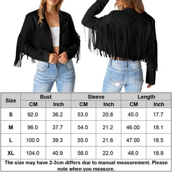 Γυναικεία Μόδα Cropped Jacket Fringe Fringe Tassel Cropped Jacket μονόχρωμα Faux Suede Jackets Απαλά χειμερινά ρούχα για το φθινόπωρο