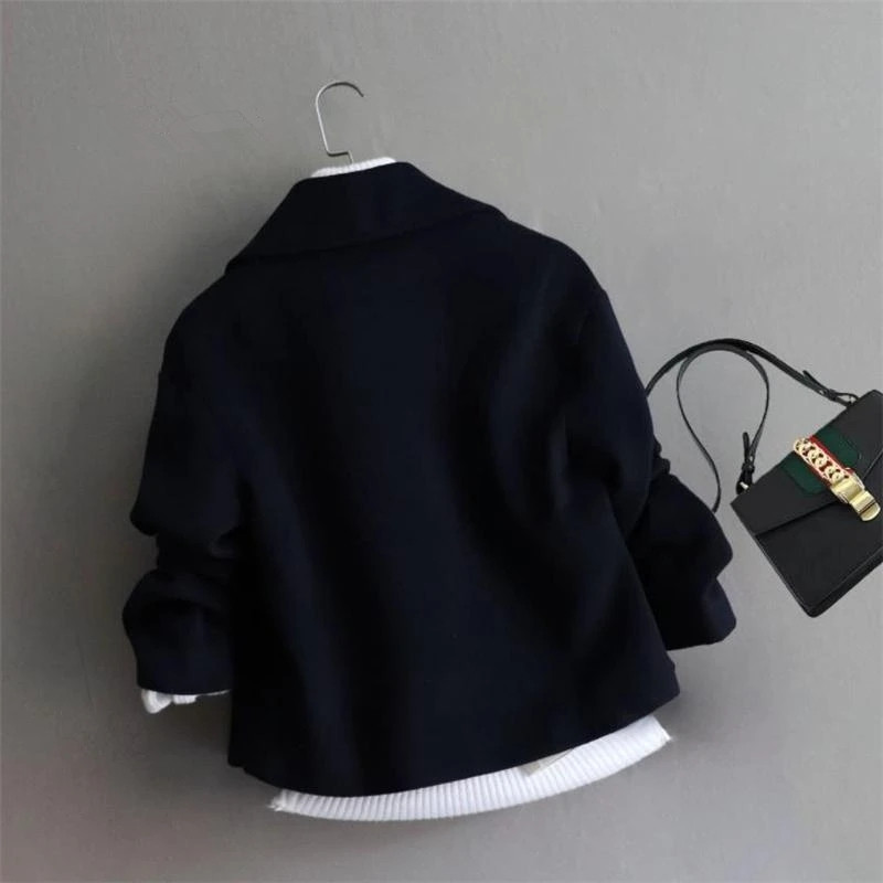 2023, noua haină de lână, toamnă iarnă, pentru femei, scurtă, subțire, la modă, la două piept, la guler, cardigan, jachetă de lână, îmbrăcăminte exterioară pentru femei
