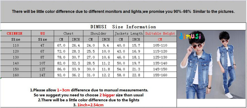 DIMSi Copii Copii Vestă denim din bumbac Vestă ocazională băieți Vestă fără mâneci pentru băieți Topuri pentru băieți Jachete Îmbrăcăminte