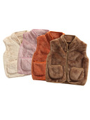 Bebeluși Copii Bebeluși Fete Băieți Vestă caldă de pluș fără mâneci, îmbrăcăminte exterioară cu fermoar cu decolteu în V pentru copii, cu buzunare 1-5T