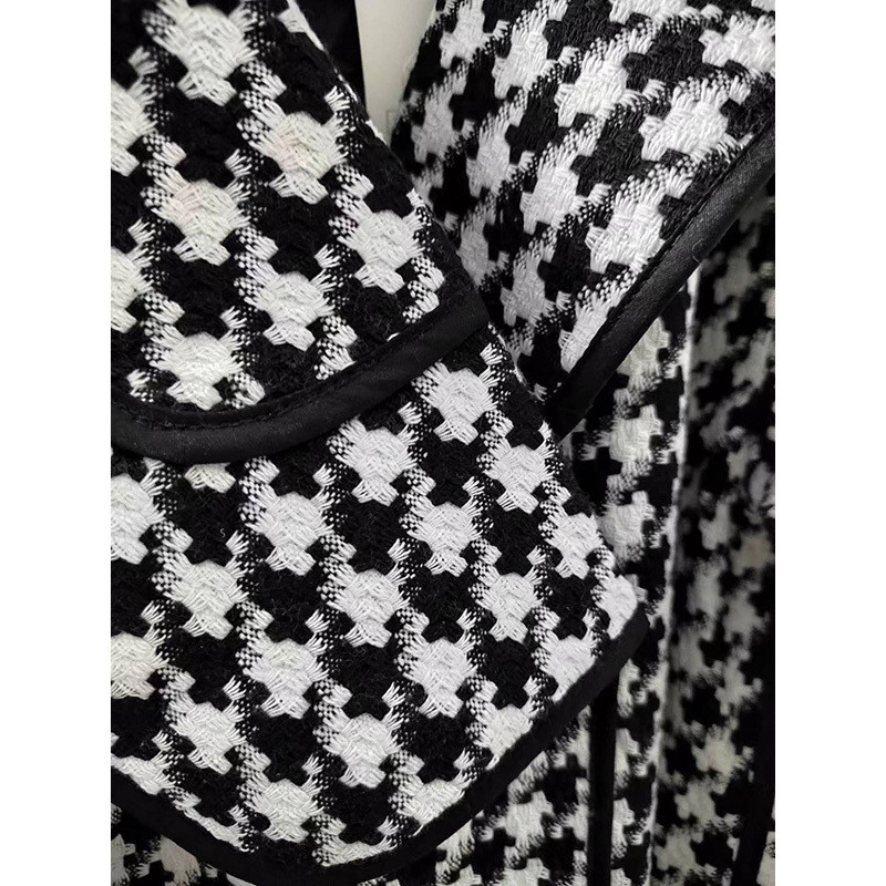 Jesen i zima 2023. korejsko izdanje Retro Fit Temperament Thousand Bird Karirani široki zadebljani ženski vuneni kaput