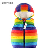 COOTELILI Krāsainas Bērnu Vestes Zēniem Bērni Ar Kapuci Silta Fleece Jaka Mazuļu Meiteņu Apģērbi Virsdrēbes Mēteļi Jakas ar kapuci