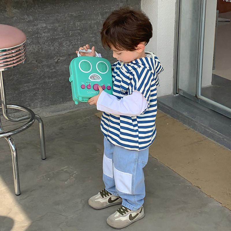 Gilet cu glugă în dungi de toamnă pentru băieți, ocazional din bumbac, fără mâneci, vestă asortată