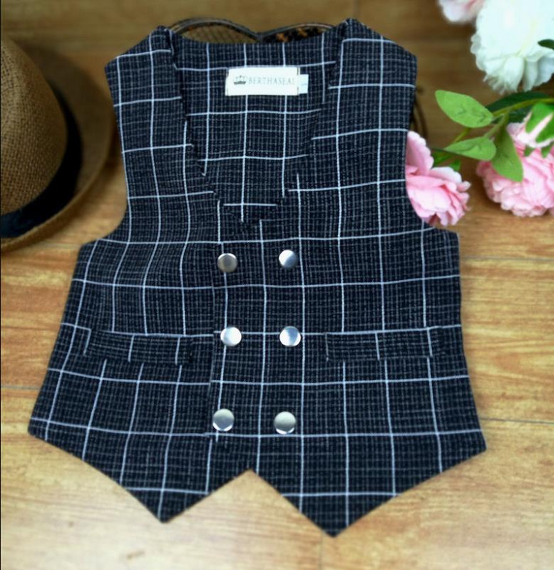 Bebeluş băieţel primăvară toamnă nou-născut băiat vestă în carouri cu decolteu în V vestă scurtă la două piept