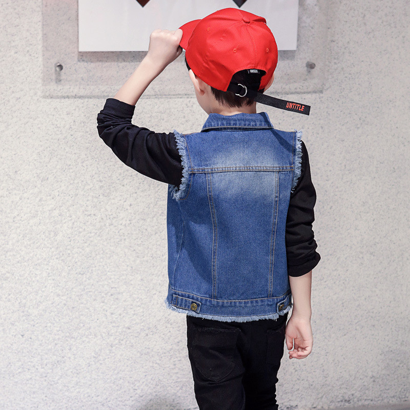 DIMUSi Djeca Dječji traper pamučni prsluk Ležerni prsluci za dječake Poderani prsluk bez rukava Majice za bebe dječake Traperice Jakne Odjeća