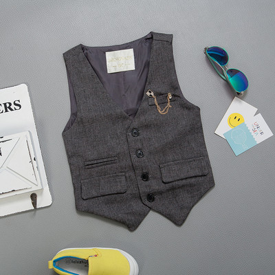 Novi svečani rođendanski pamučni baby bor prsluk dječji džentlmenski prsluk bez rukava s v-izrezom u engleskom stilu