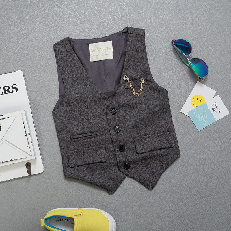 Novi svečani rođendanski pamučni baby bor prsluk dječji džentlmenski prsluk bez rukava s v-izrezom u engleskom stilu