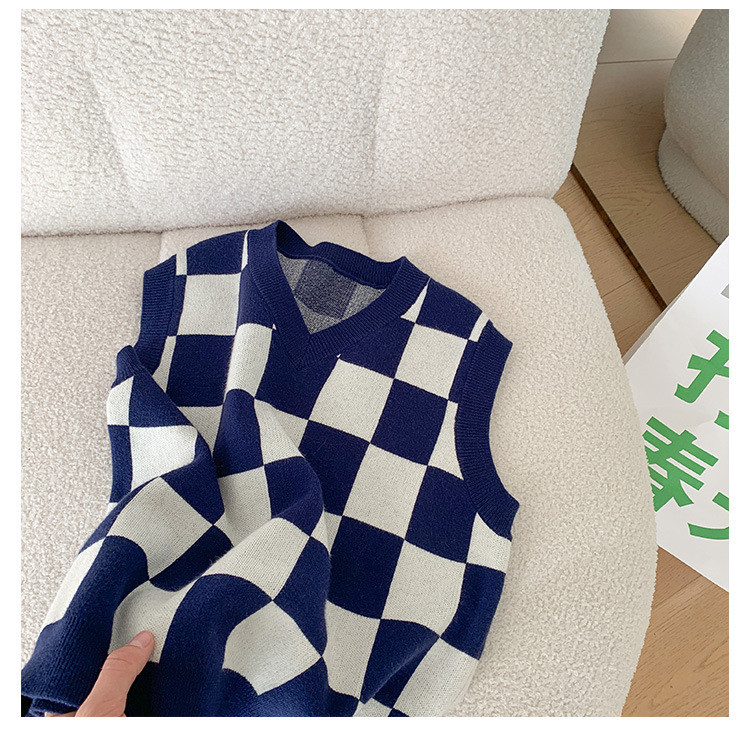 Toamnă 2022 pentru băieți, veste tricotate în carouri, pulover largi fără mâneci îmbrăcăminte exterioară casual