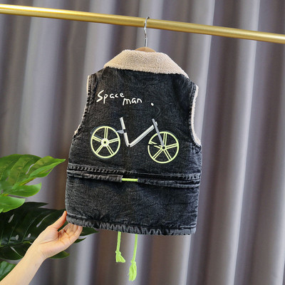 Vestă pentru copii mici, băieți, jachetă de toamnă pentru copii, haine de iarnă, fleece, denim, vestă pentru copii mici, imprimeu, modă, desene animate, ocazional băieți, vestă de jeans