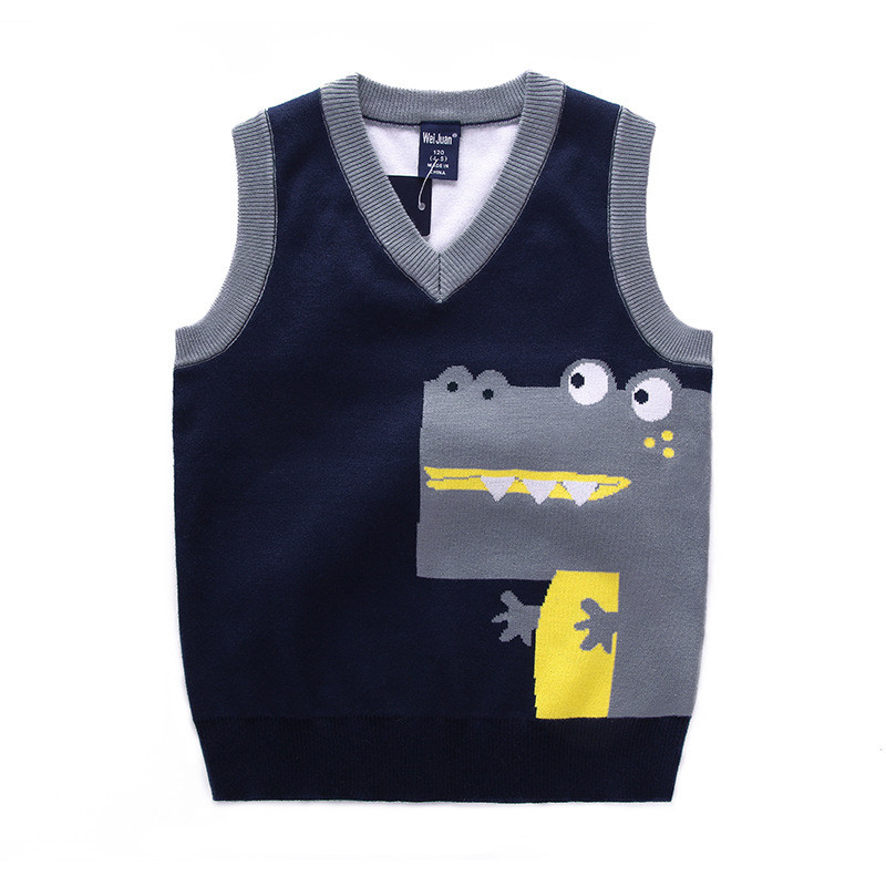Proljeće jesen 100% pamuk kardigan, pulover s V izrezom, prsluk za dječake, dječji prsluk Zimski džemperi za školske dječake za 3-7 godina